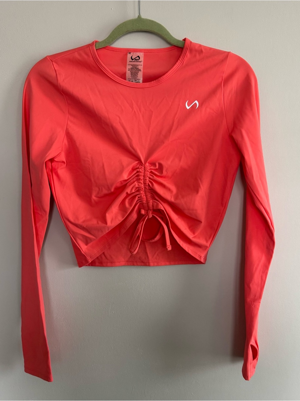TLF Womens SIZE M Revive Long Sleeve Crop Top Coral Medium Workout Gym